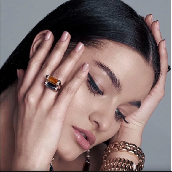 18k rose gold blue topaz baguette ring - Picture 4 of 4